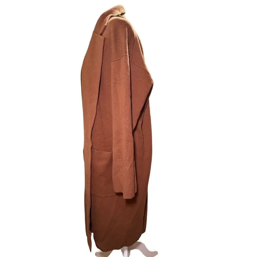 J. Crew Merino Wool Blend Long Cardigan Blazer, Cognac Brown, Plus Size 2XL